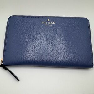 Kate Spade New York Blue/Purple Leather Clutch/Wallet Organizer